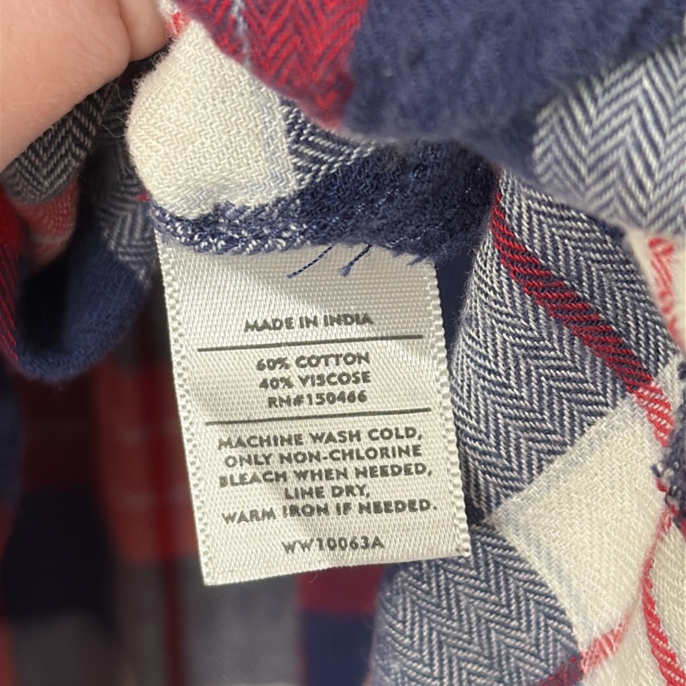 Market & Spruce Jillianne StitchFix red white and blue plaid button up flannel - Picture 8 of 8
